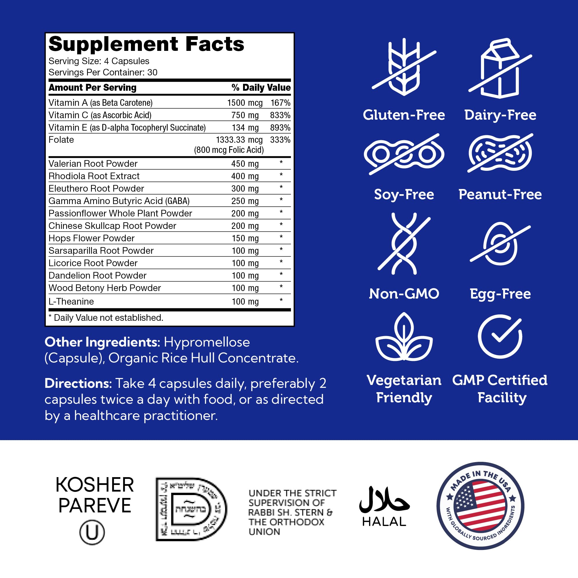 Zahler StressMaster, Relaxation Support Supplement, Promotes Natural Calm, Certified Kosher 120 Capsules - TrustMedUSA