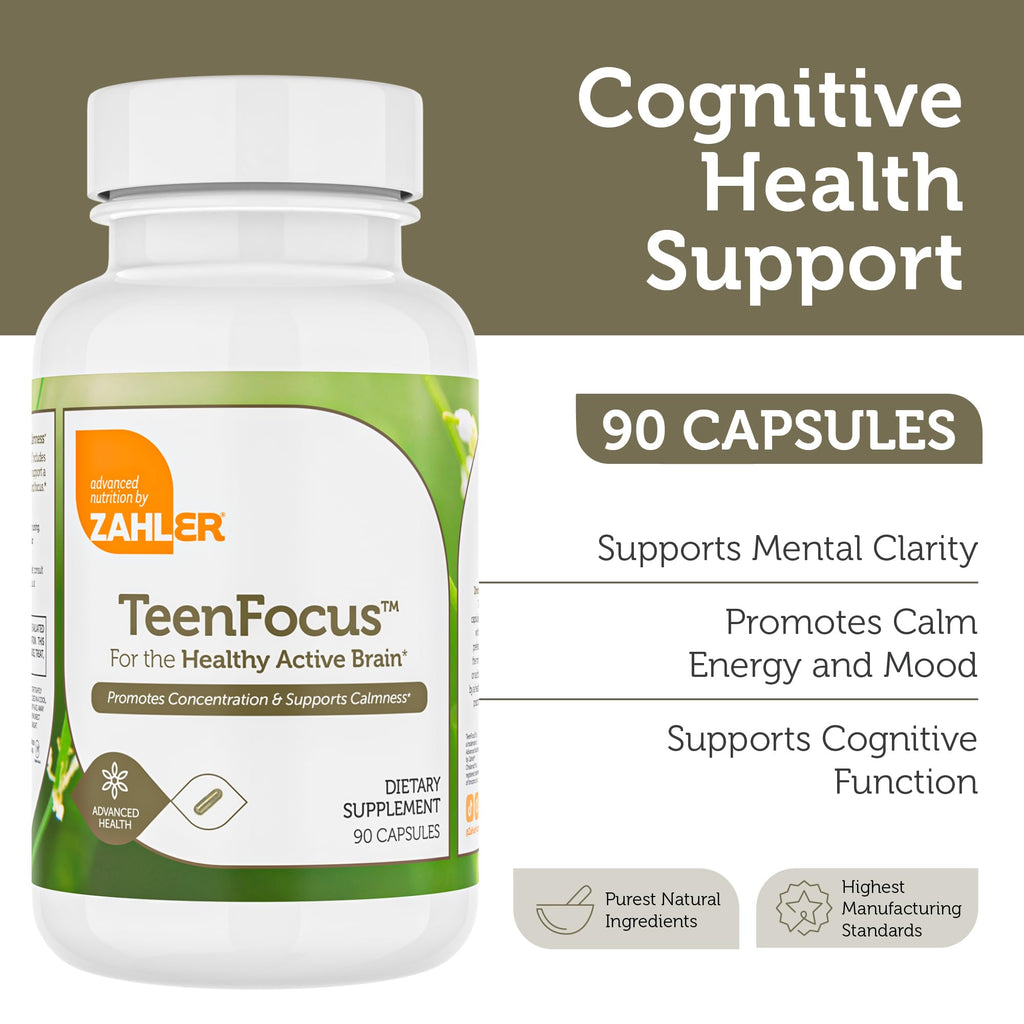Zahler TeenFocus, Advanced Formula for Improved Focus & Concentration, Certified Kosher, 90 Capsules - TrustMedUSA