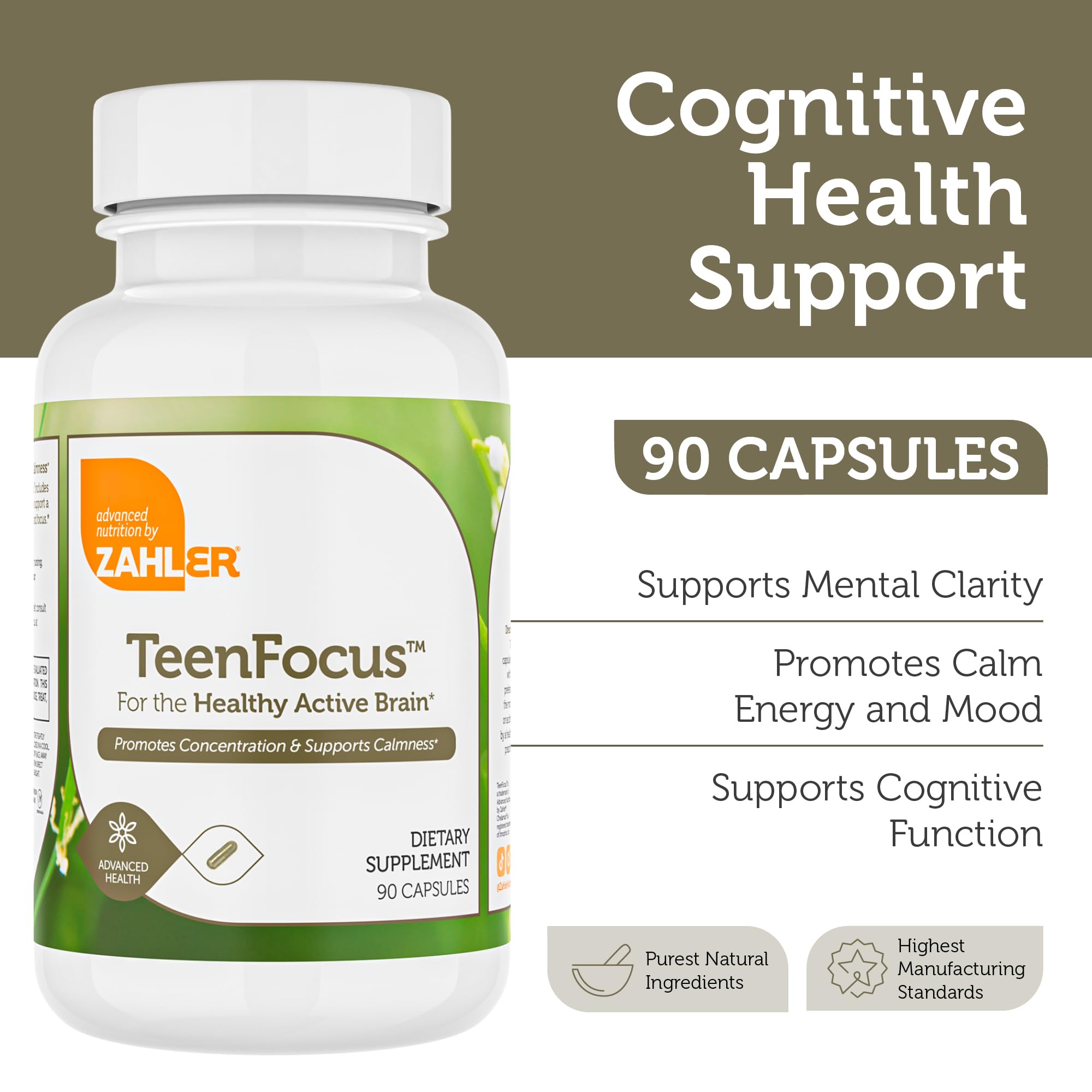 Zahler TeenFocus, Advanced Formula for Improved Focus & Concentration, Certified Kosher, 90 Capsules - TrustMedUSA