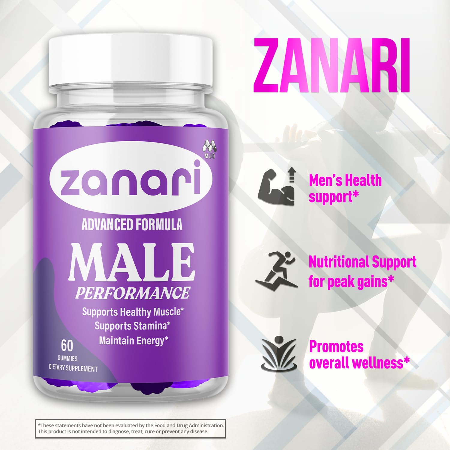 Zanari Gummies, Official Zanari Gummys for Men with All Natural Ingredients, Advanced Formula for Optimal Health & Total Wellness Support with Maximum Strength Active Lifestyle Vitamins (60 Gummies) - TrustMedUSA