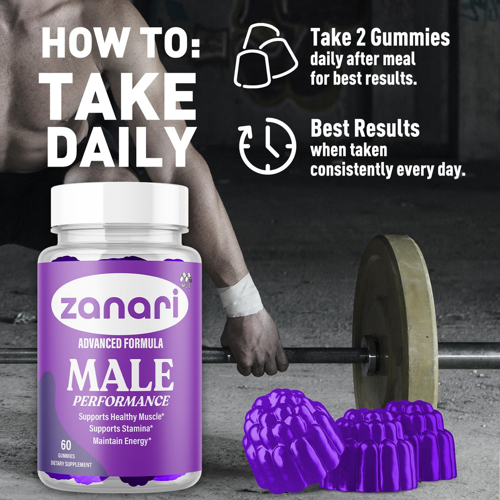 Zanari Gummies, Official Zanari Gummys for Men with All Natural Ingredients, Advanced Formula for Optimal Health & Total Wellness Support with Maximum Strength Active Lifestyle Vitamins (60 Gummies) - TrustMedUSA