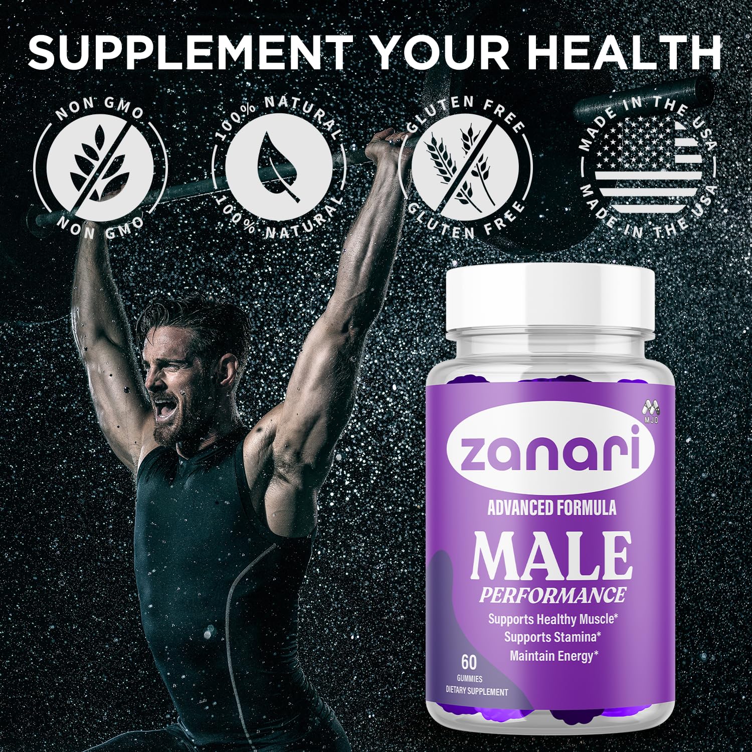 Zanari Gummies, Official Zanari Gummys for Men with All Natural Ingredients, Advanced Formula for Optimal Health & Total Wellness Support with Maximum Strength Active Lifestyle Vitamins (60 Gummies) - TrustMedUSA