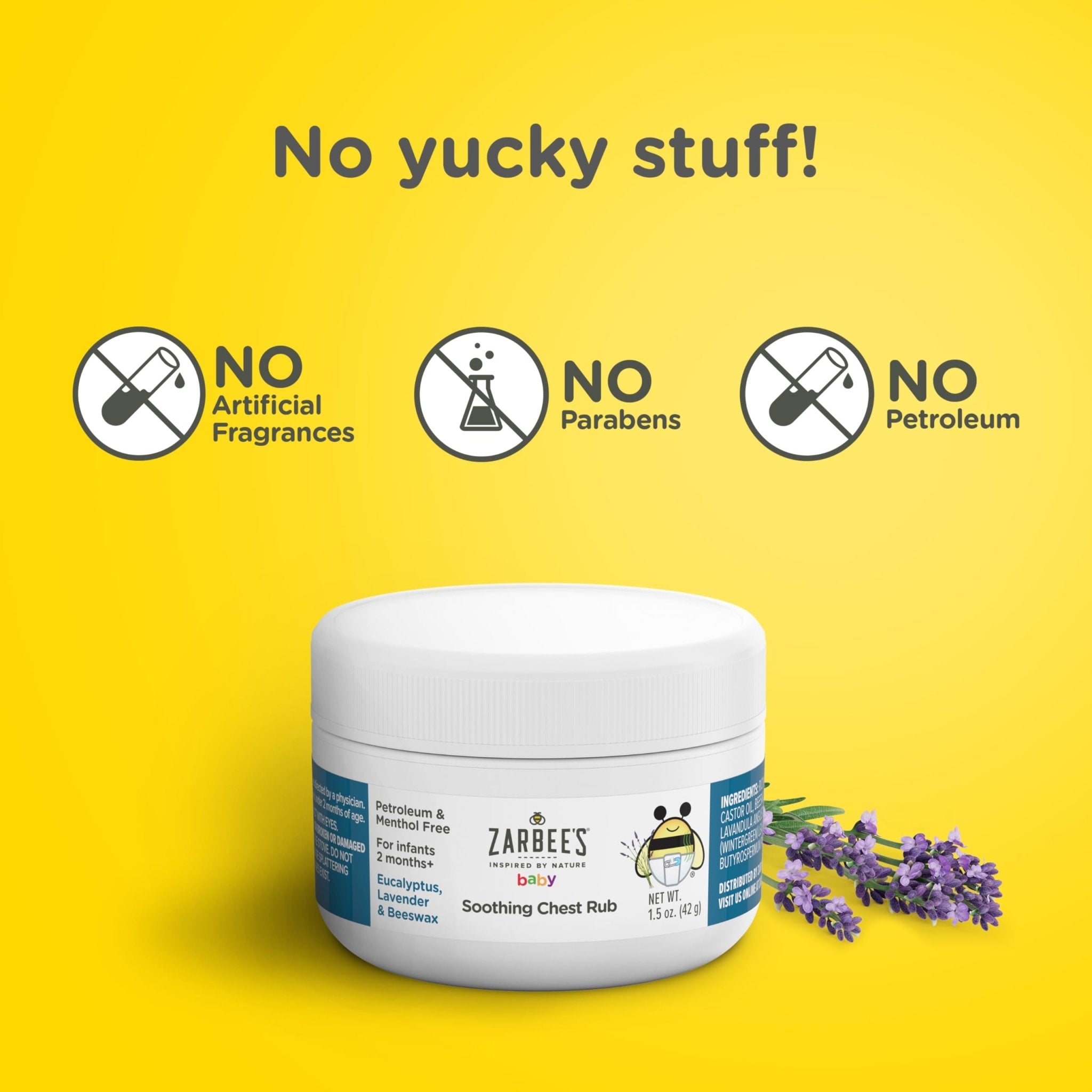 Zarbee's Baby Soothing Chest Rub with Eucalyptus & Lavender, Petroleum-Free Safe and Effective Formula, 1.5 Ounce - Maple Wellness Supplements