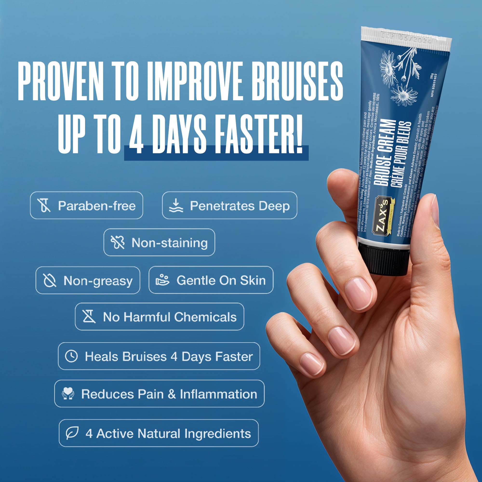 ZAX'S ORIGINAL Bruise Cream - Arnica and Witch Hazel Blend, Gentle on Skin, Plant-Based Ingredients for Skin Care - 28g - TrustMedUSA