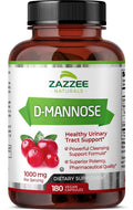 Zazzee D-Mannose, 1000 mg per Serving, 180 Vegan Capsules, 3 Month Supply, Potent - TrustMedUSA