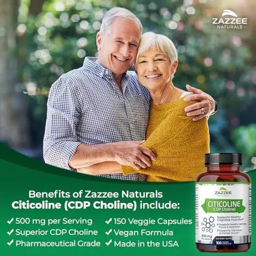 Zazzee Extra Strength Citicoline CDP Choline, 500 mg per Serving, 100 Vegan Capsules - TrustMedUSA