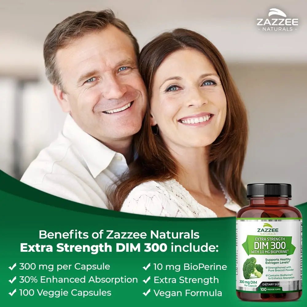 Zazzee Extra Strength DIM 300, 10 mg BioPerine and 300 mg DIM per Capsule, 100 Vegan - TrustMedUSA