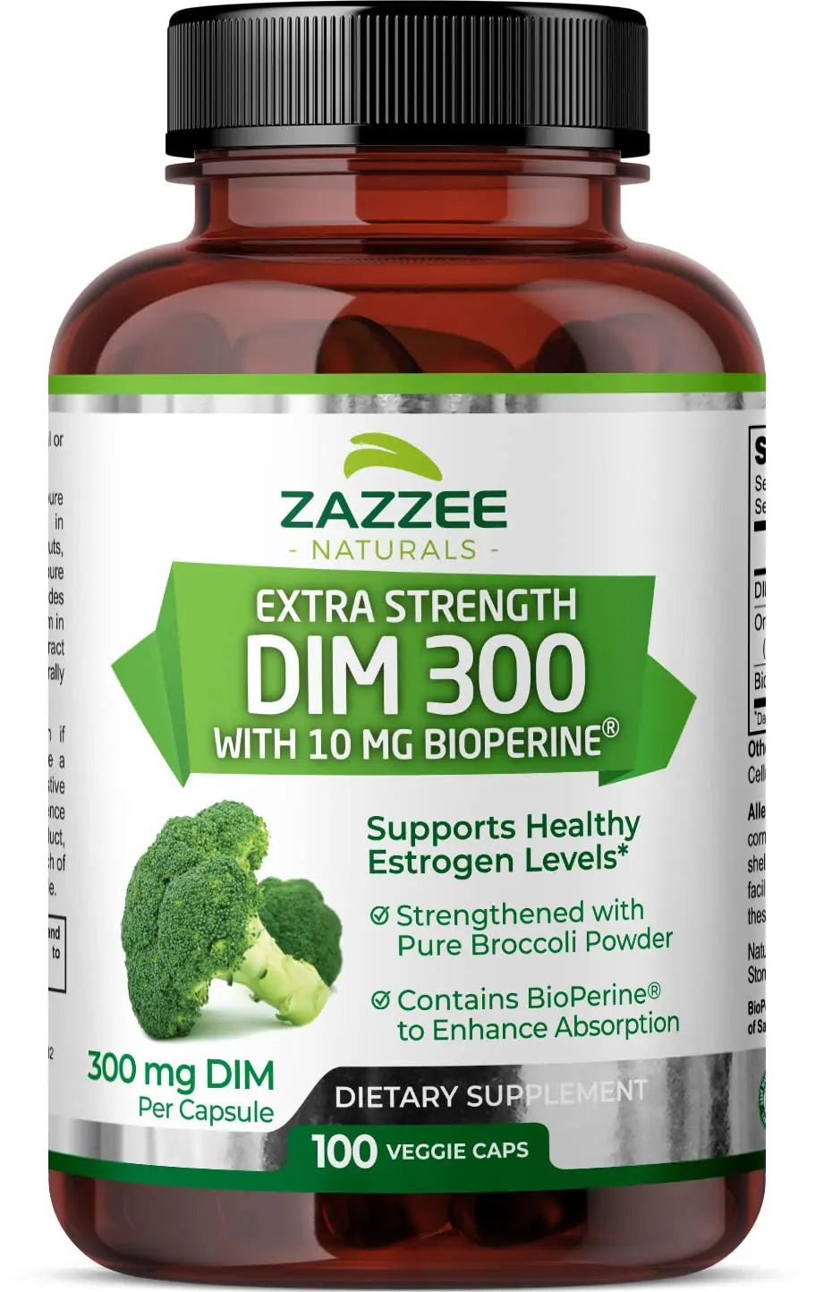 Zazzee Extra Strength DIM 300, 10 mg BioPerine and 300 mg DIM per Capsule, 100 Vegan - TrustMedUSA