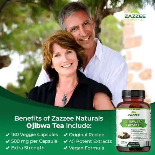 Zazzee Extra Strength Ojibwa Tea 500 mg, 180 Vegan Capsules, Rene Caisse's Original - TrustMedUSA