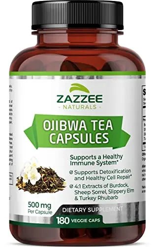 Zazzee Extra Strength Ojibwa Tea 500 mg, 180 Vegan Capsules, Rene Caisse's Original - TrustMedUSA