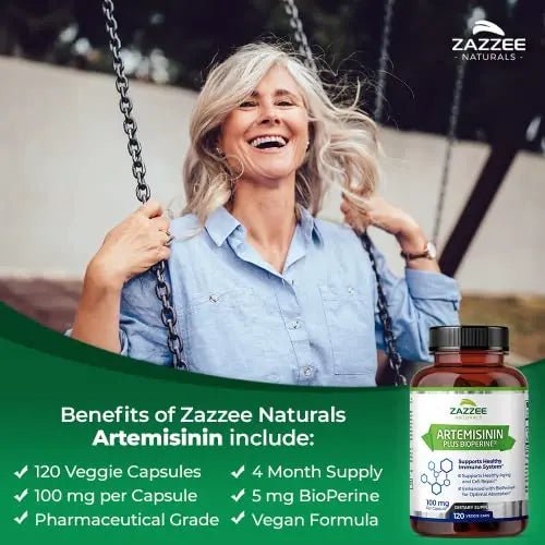 Zazzee High Absorption Artemisinin, 100 mg per Capsule, 120 Vegan Capsules, with 5 mg - TrustMedUSA