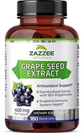 Zazzee High Strength Grape Seed 50:1 Extract, 20,000 mg Strength, 180 Vegan Capsules - TrustMedUSA