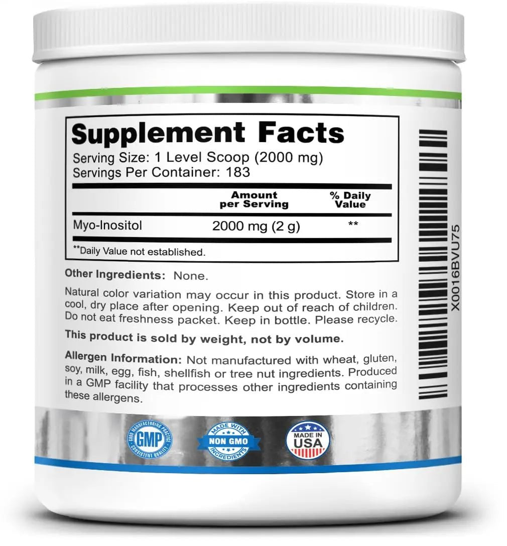 Zazzee Myo-Inositol Powder, 6 Month Supply, 183 Servings, 2000 mg per Serving - TrustMedUSA