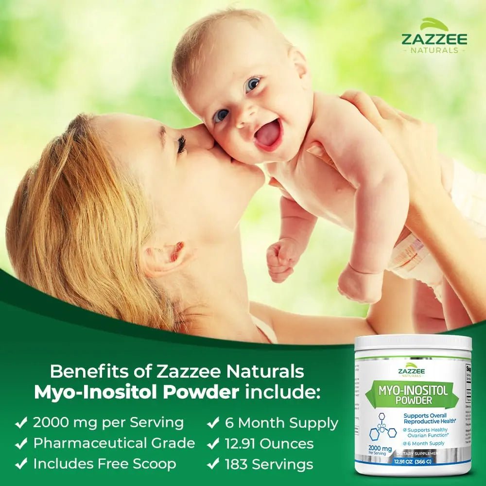 Zazzee Myo-Inositol Powder, 6 Month Supply, 183 Servings, 2000 mg per Serving - TrustMedUSA
