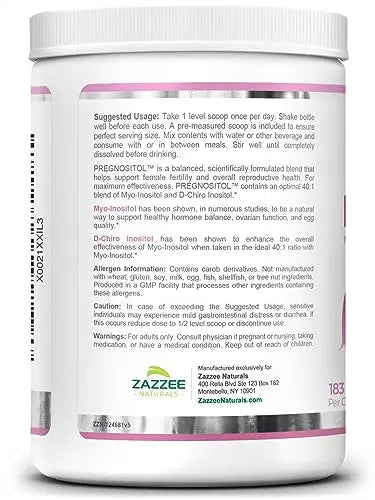Zazzee PREGNOSITOL Powder, 183 Servings, 6 Month Supply, Premium Myo-Inositol - TrustMedUSA