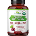 Zazzee USDA Organic Tart Cherry 10:1 Extract, 120 Vegan Capsules, 4 Month Supply, Montmorency Cherry, Daily Wellness Antioxidant Support, Organic Herbal Supplement, All-Natural, Non-GMO, Made in USA - TrustMedUSA