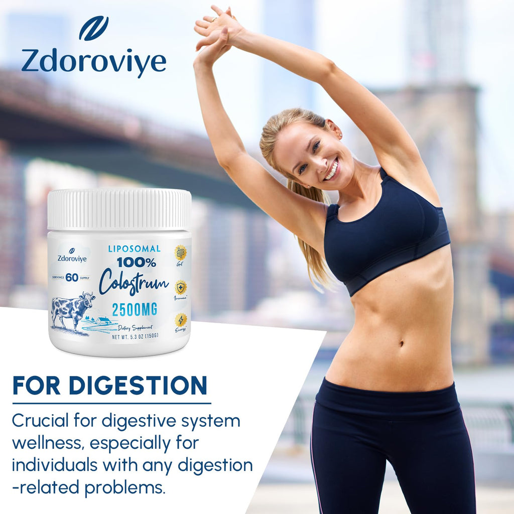 Zdoroviye Liposomal Bovine Colostrum Powder Supplement 2500 mg, Higher Absorption Than Regular Bovine Colostrum (60 Servings) - TrustMedUSA