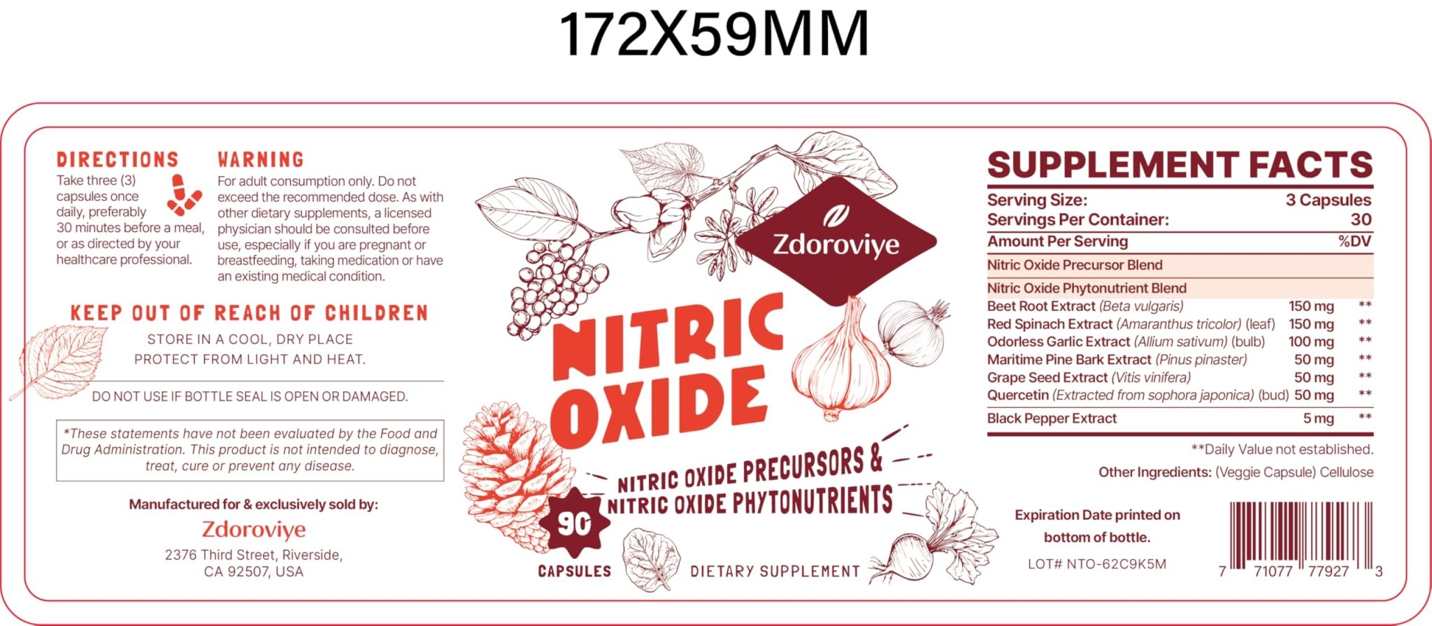 Zdoroviye Nitric Oxide Supplement for Men, 90 Capsules (2 Pack) - TrustMedUSA