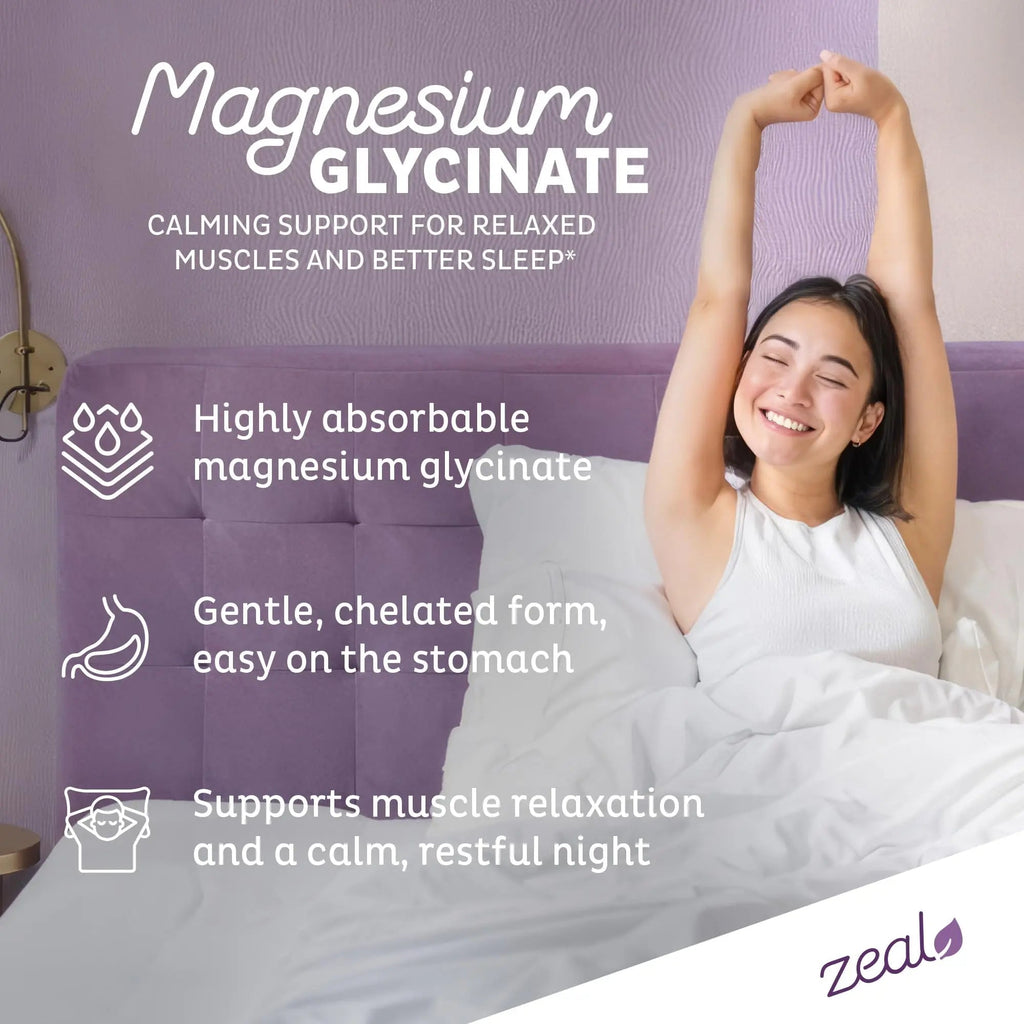 Zeal Naturals Triple Magnesium Complex Supplement - Glycinate, Malate, Citrate | 400mg, 180 Capsules | High Absorption Chelated Magnesium for Sleep, Mood, Muscle Recovery, Relaxation - TrustMedUSA