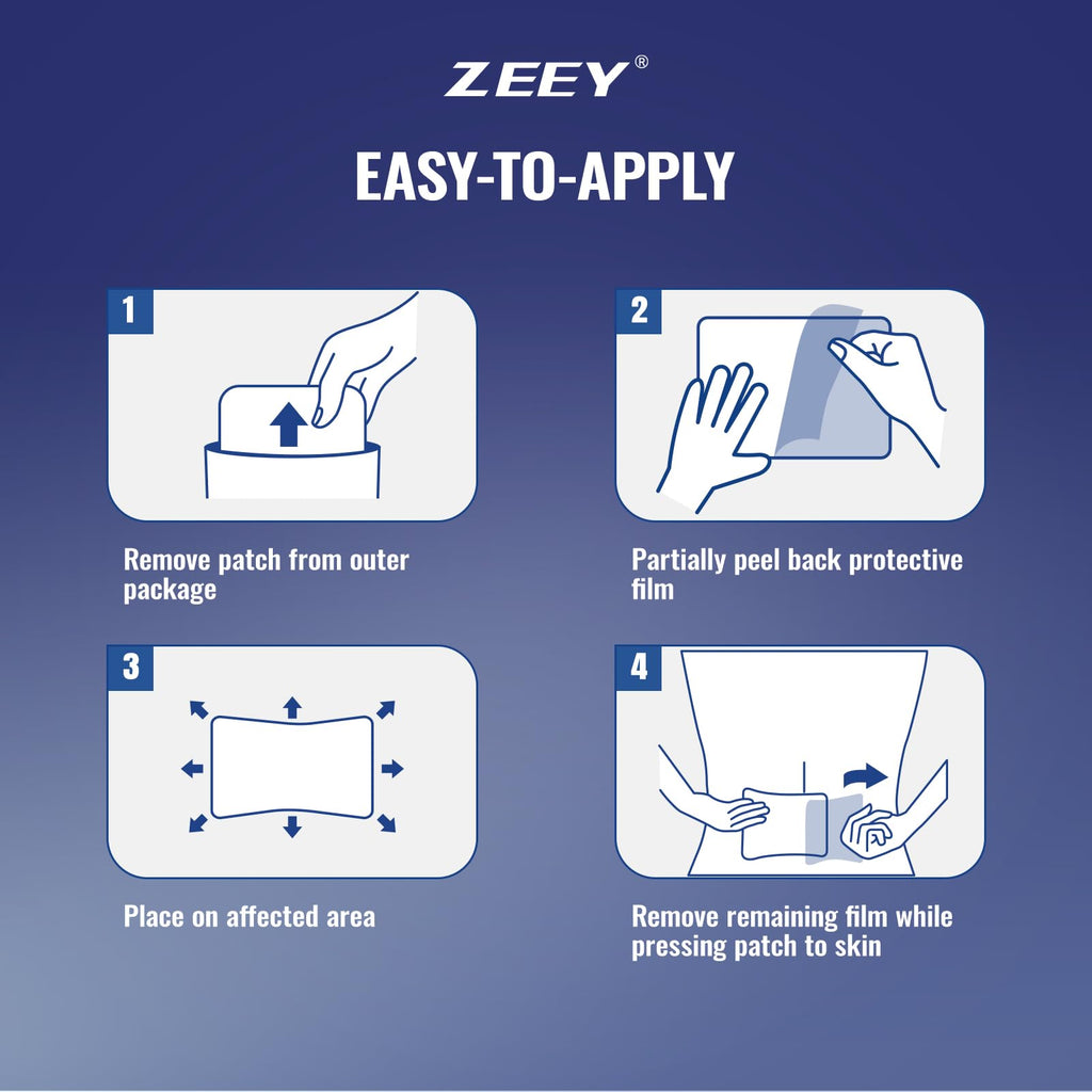ZEEY 5% Menthol Overnight Pain Relief Patches, French Lavender Oil Pain Patch for Back, Knee, Neck, Shoulders, Joints, Muscle Soreness, Fast Acting, Topical Analgesic, Gel Patch, 3.94" x 2.76", 5Ct - TrustMedUSA