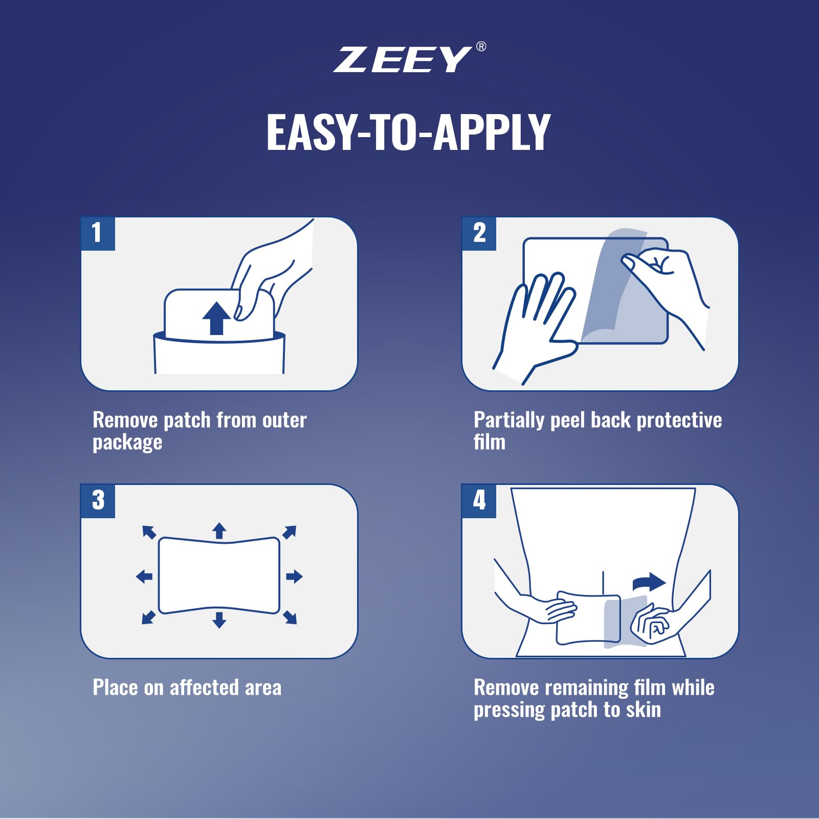ZEEY 5% Menthol Overnight Pain Relief Patches, French Lavender Oil Pain Patch for Back, Knee, Neck, Shoulders, Joints, Muscle Soreness, Fast Acting, Topical Analgesic, Gel Patch, 3.94" x 2.76", 5Ct - TrustMedUSA