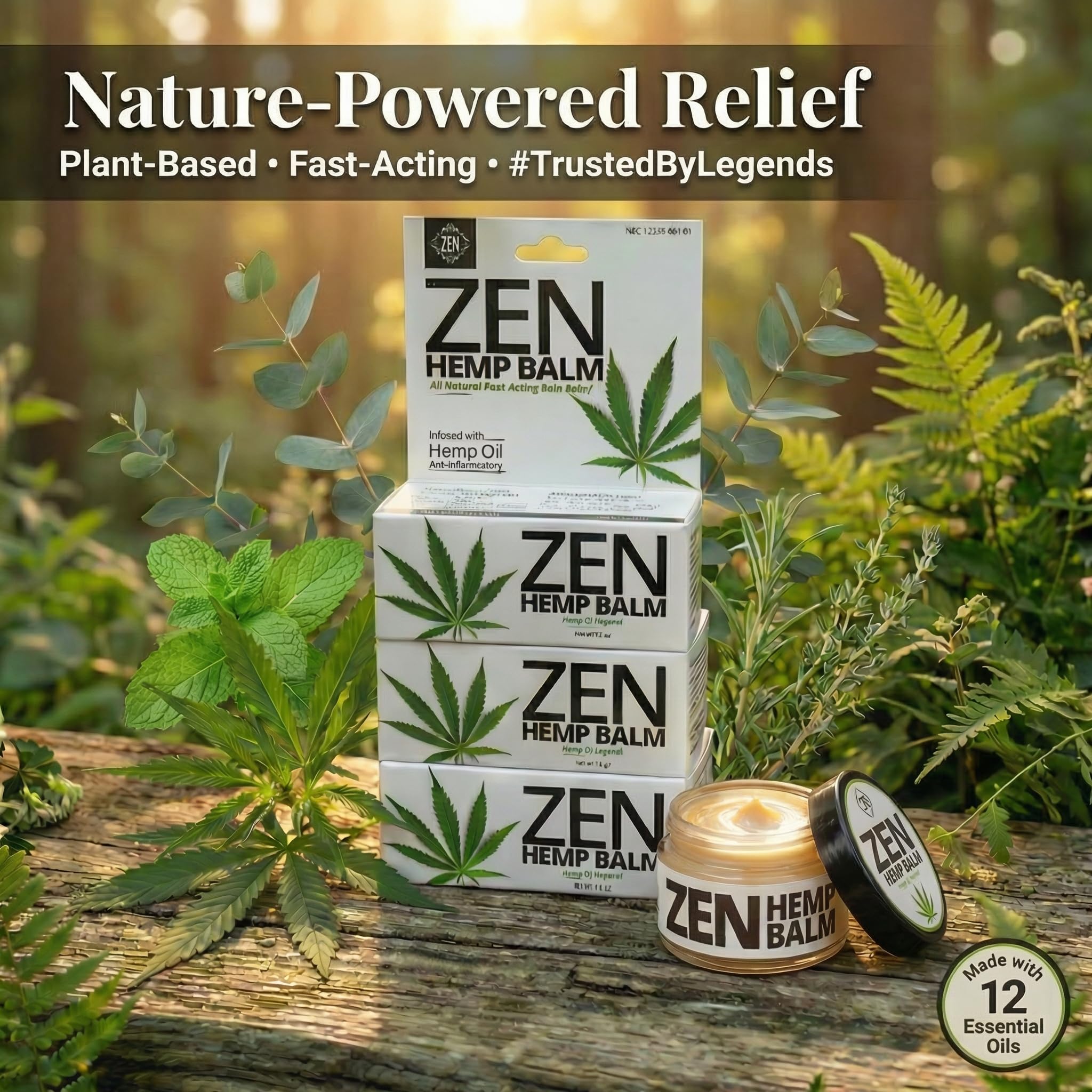 ZEN Hemp Balm 3 Pack – Fast-Acting Pain Relief for Muscles & Joints – Plant-Based Topical – 0.7 oz Each - TrustMedUSA