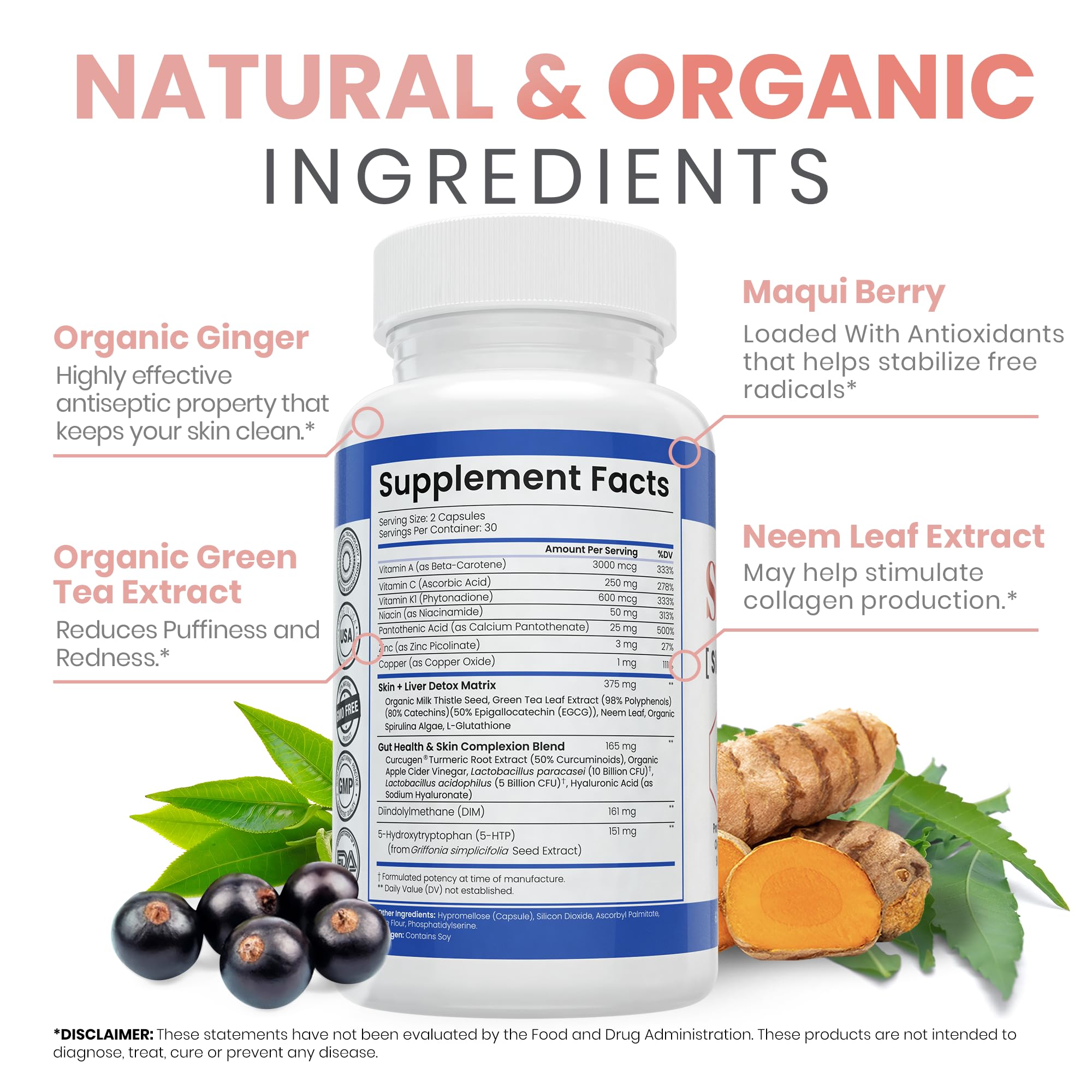 Zen Nutrients SkinVite Natural Skin Supplement for Women, Men & Teens - Hormonal Breakouts & Clear Skin Support Supplement - Detoxifying Vitamin for Acne and Digestion Support - TrustMedUSA