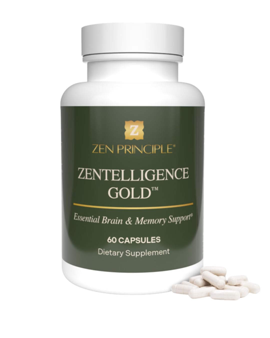 Zen Principle Zentelligence™ Gold Brain Supplement – Memory, Focus & Mental Clarity. Premium Cognitive Support for Adults 40+ with Magnesium, Vitamin D3, CoQ10, Vitamin B12 & L-Theanine. 60 Capsules - TrustMedUSA
