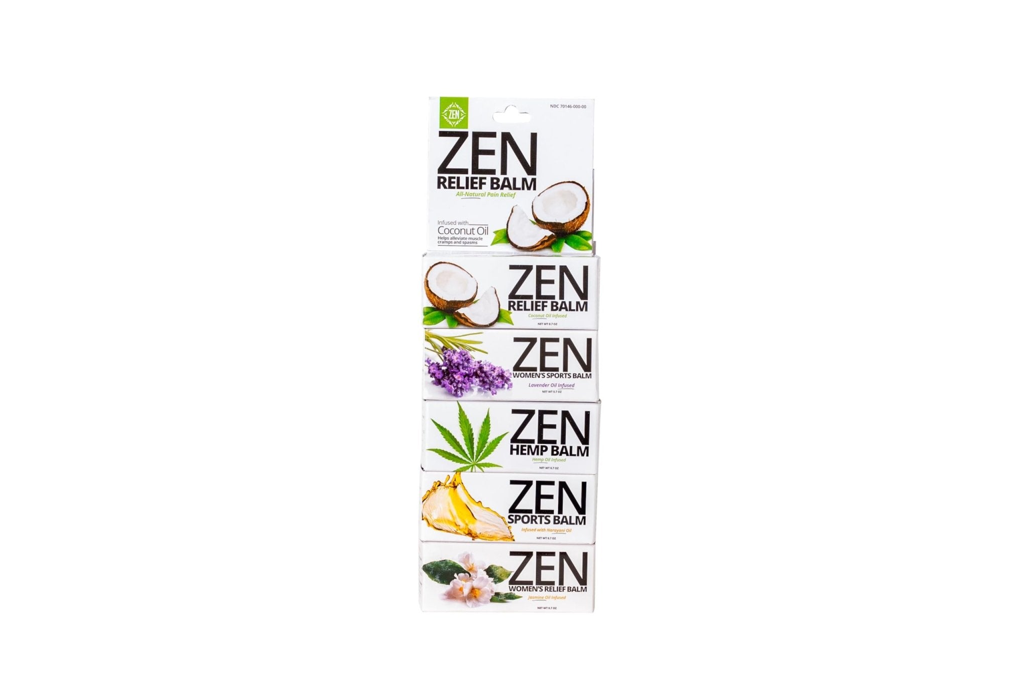 ZEN Variety Pack – Plant-Based Topical Balm Collection – Includes Relief, Sports, Women’s Sports, Women’s Relief & Hemp – 0.7 oz Each – TrustedByLegends - TrustMedUSA