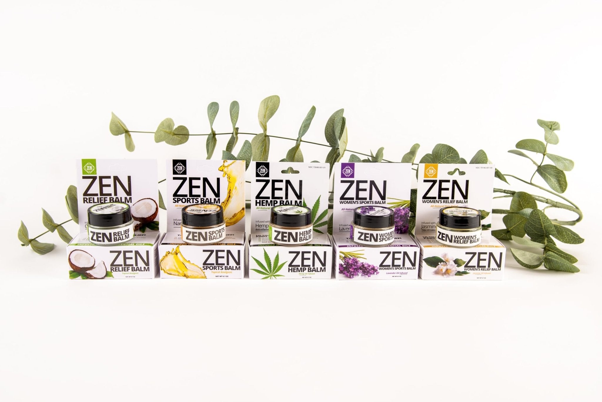 ZEN Variety Pack – Plant-Based Topical Balm Collection – Includes Relief, Sports, Women’s Sports, Women’s Relief & Hemp – 0.7 oz Each – TrustedByLegends - TrustMedUSA