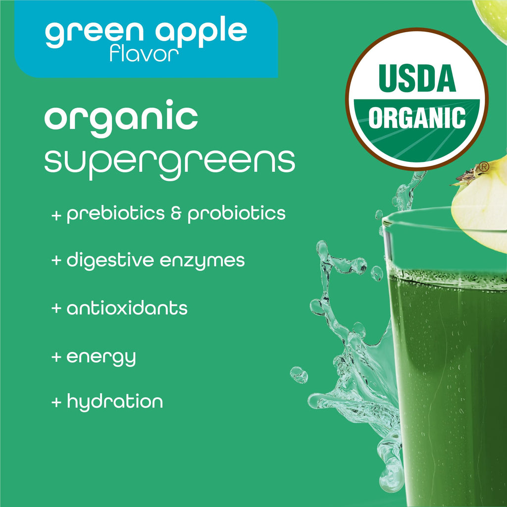 Zena Nutrition Organic Super Greens Energy & Hydration Powder, 70+ Superfoods, 0 Sugar, 5G Fiber, Spirulina, Chlorella, Prebiotics/Probiotics, Natural Caffeine + Electrolytes, 40 Drink Mix Packets - TrustMedUSA