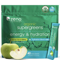 Zena Nutrition Organic Super Greens Energy & Hydration Powder, 70+ Superfoods, 0 Sugar, 5G Fiber, Spirulina, Chlorella, Prebiotics/Probiotics, Natural Caffeine + Electrolytes, 40 Drink Mix Packets - TrustMedUSA