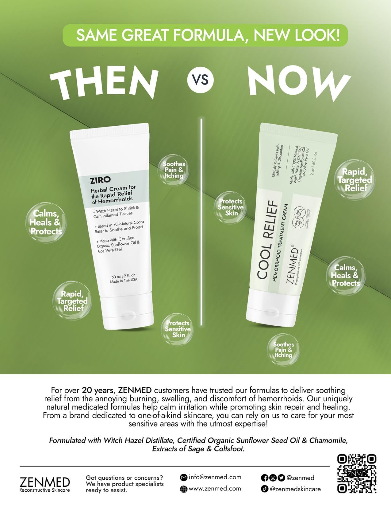 ZENMED Cool Relief - 2 oz Natural Herbal Cream with Organic Ingredients of Hemorrhoids Formula - TrustMedUSA