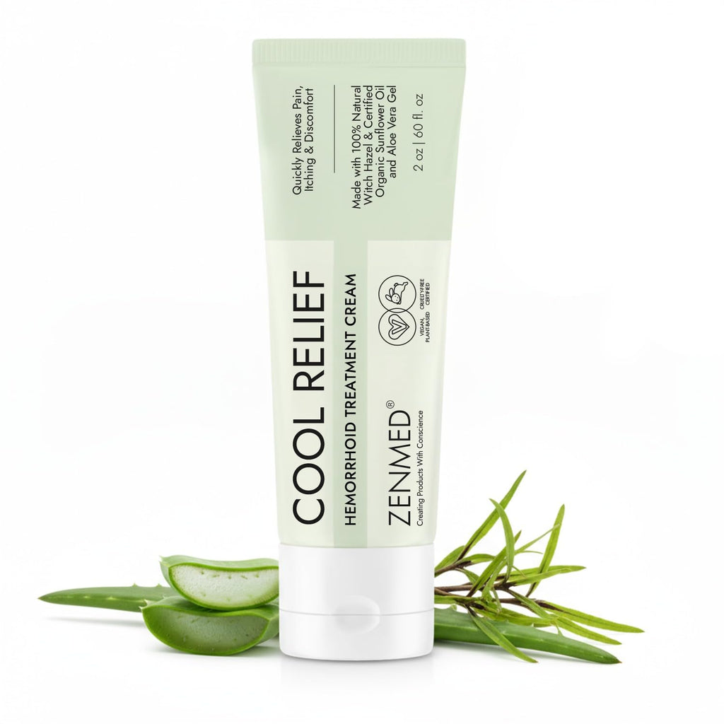 ZENMED Cool Relief - 2 oz Natural Herbal Cream with Organic Ingredients of Hemorrhoids Formula - TrustMedUSA