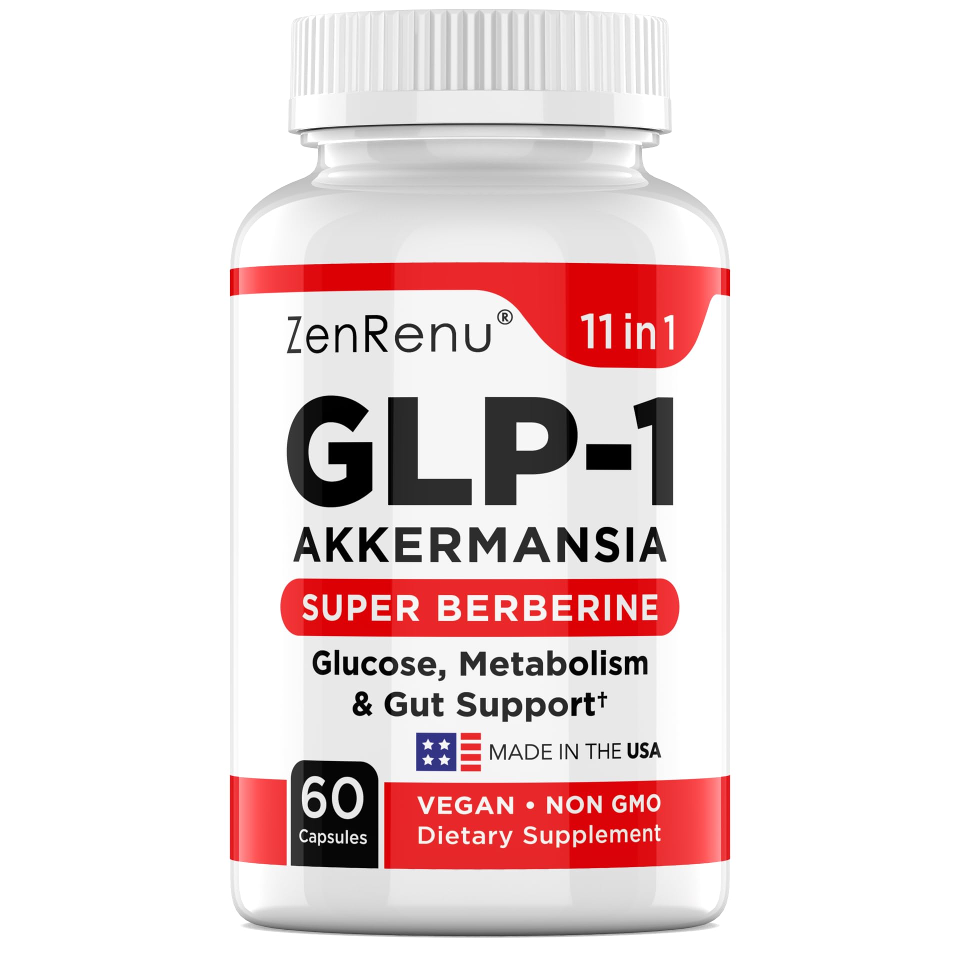 Zenrenu GLP-1 Supplement for Women - Natural Metabolism, Appetite & Craving Support – Super Berberine, Cinnamon,Akkermansia Probiotic,11-in-1 Gut Support - GLP Activate -60 Vegan Caps - TrustMedUSA
