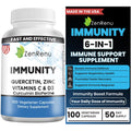 Zenrenu Immunity Quercetin 700 mg Zinc Vitamin C Vitamin D Immune Support Supplement with Curcumin - Easy to Absorb Immunity Supplement, 100 Vegetarian Capsules 50 Day Supply - TrustMedUSA