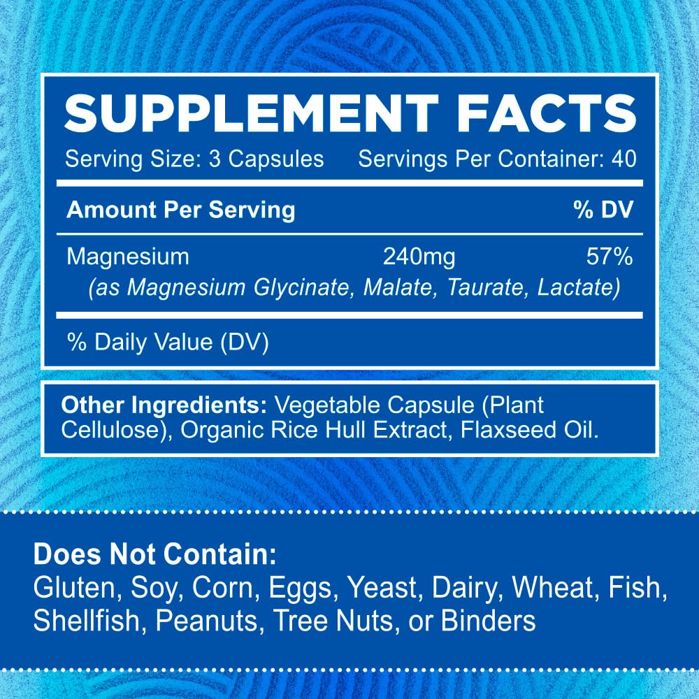 Zentastic Magnesium Complex 4-in-1 Supplement – Magnesium Glycinate, Malate, Taurate & Lactate – Chelated High Absorption for Nerves, - TrustMedUSA