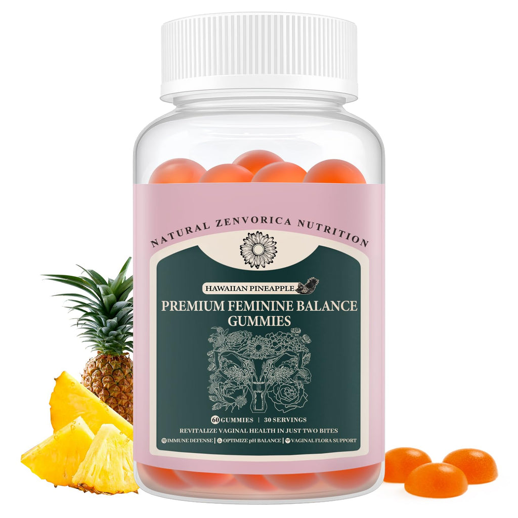 Zenvorica Premium Feminine Balance Gummies for Women - Hawaiian Pineapple pH Balance Probiotic Gummies for Odor and Flora Wellness, Immune Support, Vegan, 60 Count - TrustMedUSA