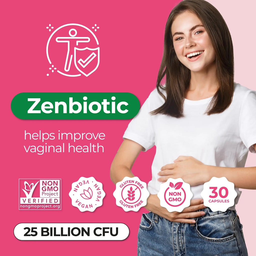 ZENZSUAL Zenbiotic Probiotics Support for Women – 25 Billion CFU, Vaginal Health & pH Balance Support, Odor & Yeast Control, Gut & Digestive Health, Urinary Comfort, Hormone Balance, 30 Vegan Capsules - TrustMedUSA
