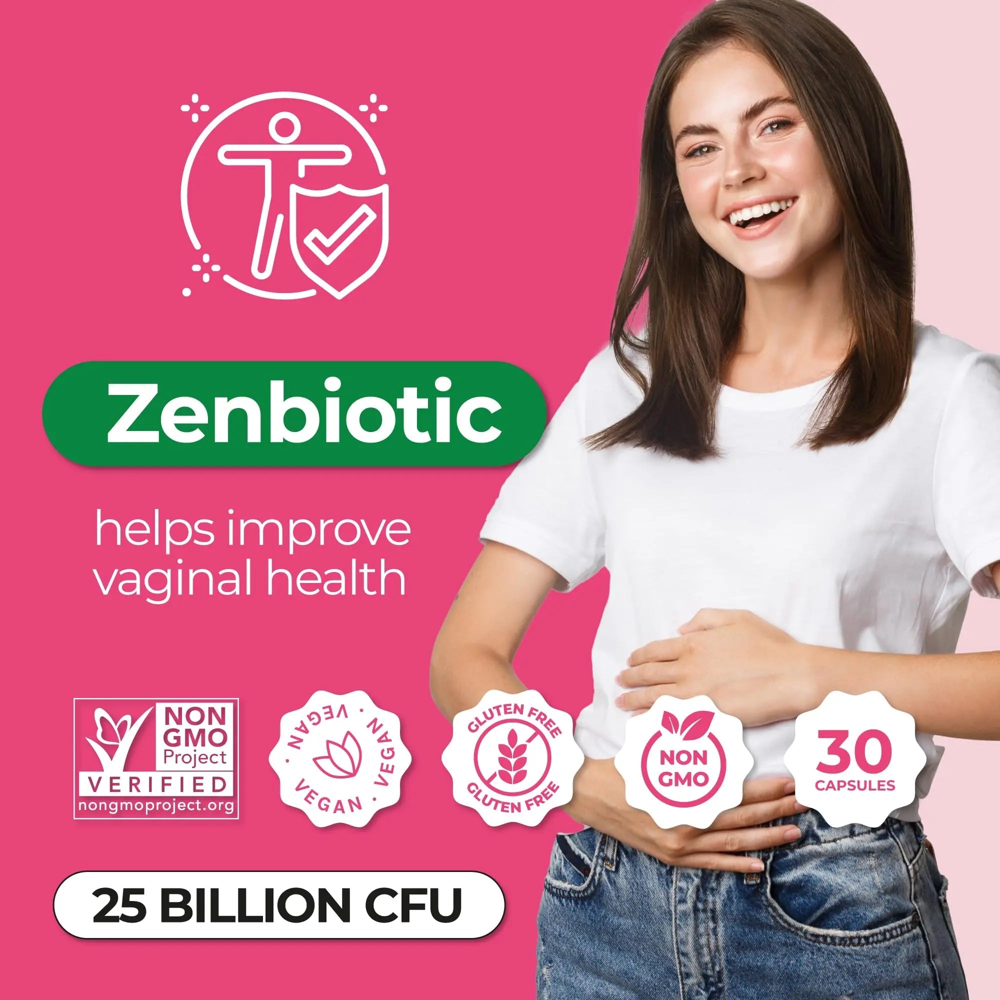 ZENZSUAL Zenbiotic Probiotics Support for Women – 25 Billion CFU, Vaginal Health & pH Balance Support, Odor & Yeast Control, Gut & Digestive Health, Urinary Comfort, Hormone Balance, 30 Vegan Capsules - TrustMedUSA