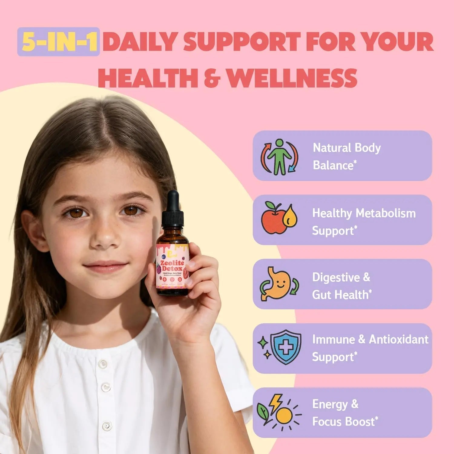 Zeolite Detox Drops for Kids & Kidney Cleanse Drops for Adults - Liquid Supplement Duo with Vitamins C B12 D3, Cranberry, Chanca Piedra, Milk Thistle & Herbal Blend - Mixed Berry & Cranberry Flavor, 6 - TrustMedUSA