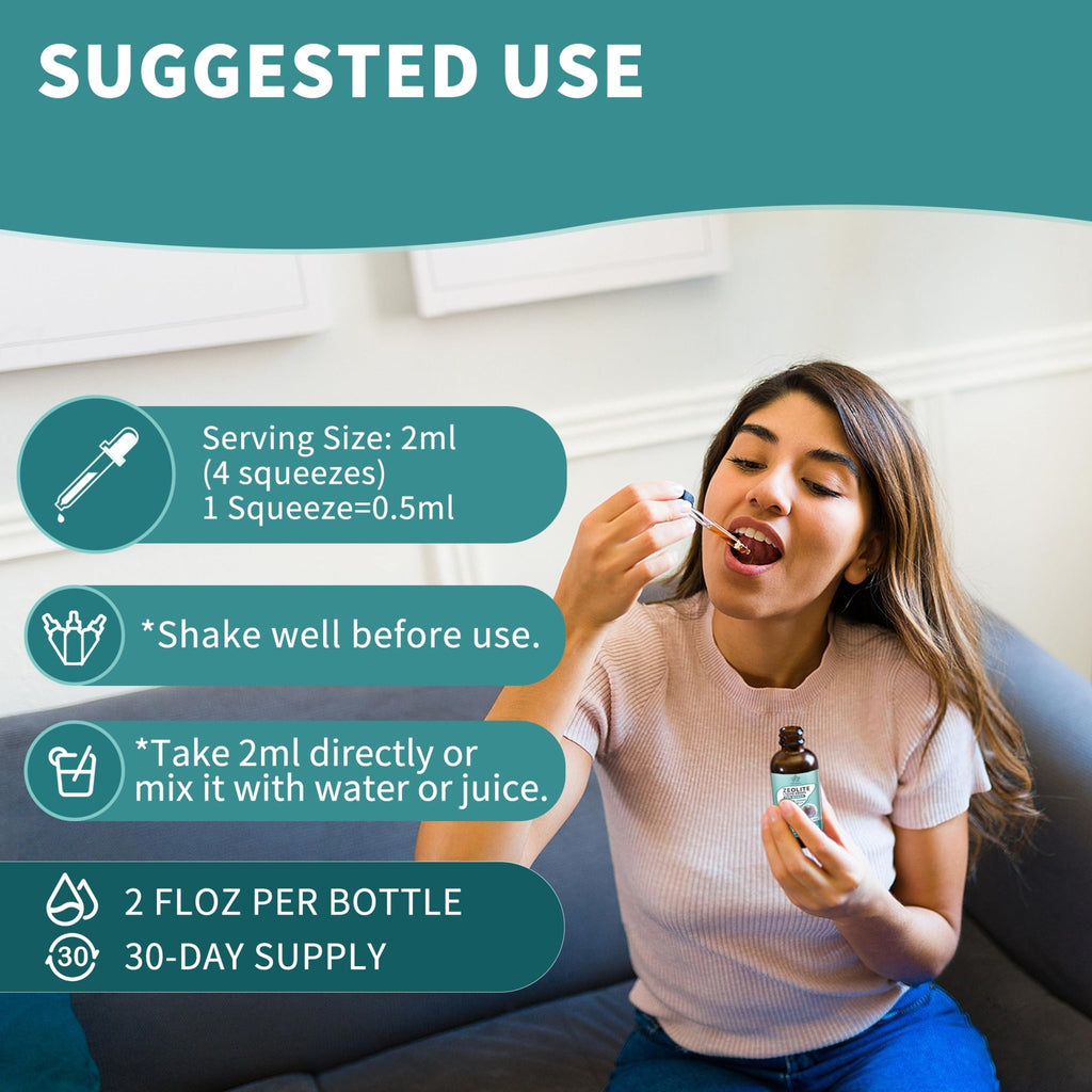 Zeolite Drops for Women,Adults and Kids- Clinoptilolite Zeolite Liquid Drops with Vitamin B12 & D3 - Heavy Metal Support, Immune Health, Natural Metabolism, Energy & Clear Skin - 30 Day Vegan Supply - TrustMedUSA