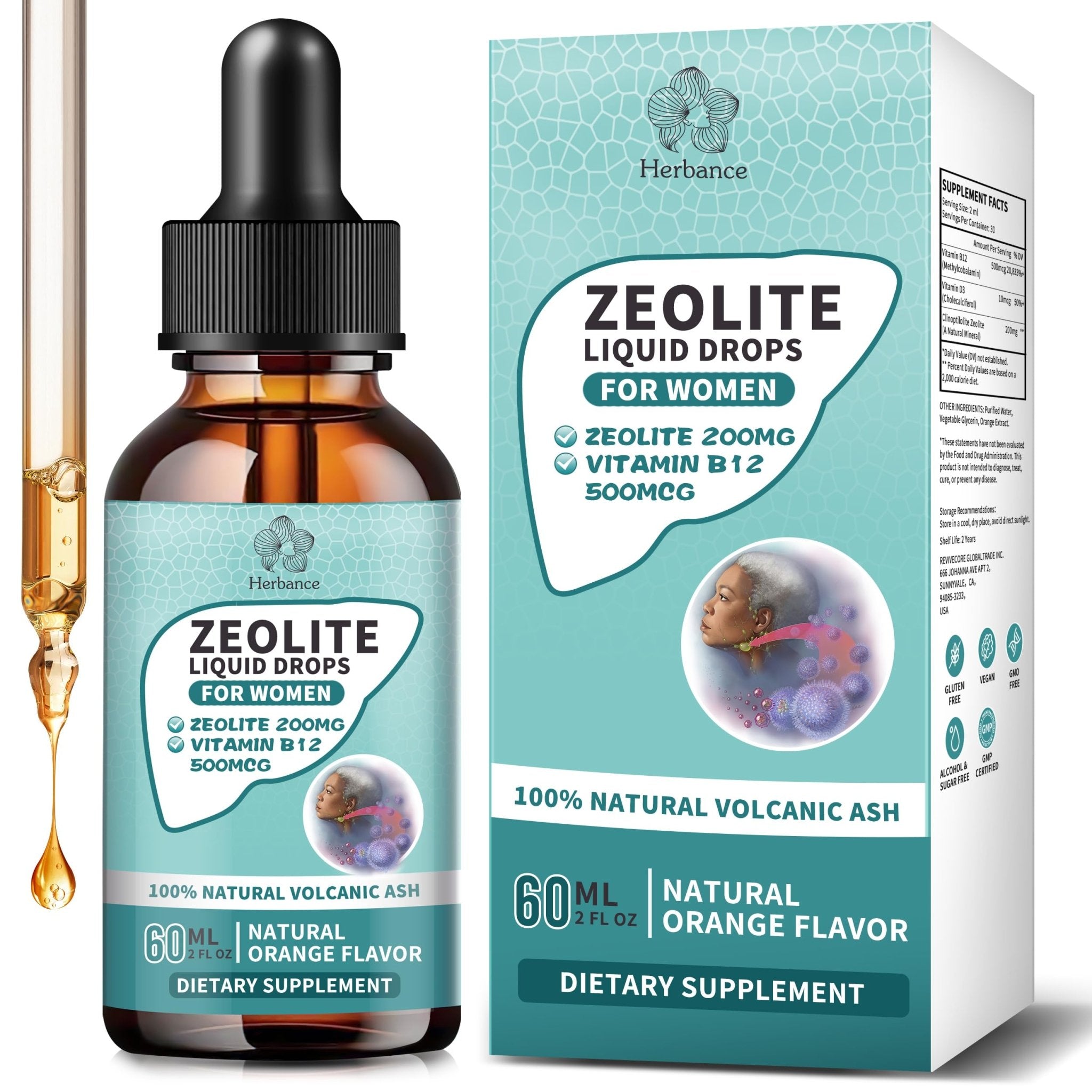 Zeolite Drops for Women,Adults and Kids- Clinoptilolite Zeolite Liquid Drops with Vitamin B12 & D3 - Heavy Metal Support, Immune Health, Natural Metabolism, Energy & Clear Skin - 30 Day Vegan Supply - TrustMedUSA