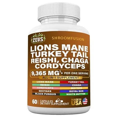 Zeus Naturals Lions Mane Capsules, Mushroom Supplement with Turkey Tail, Cordyceps - TrustMedUSA