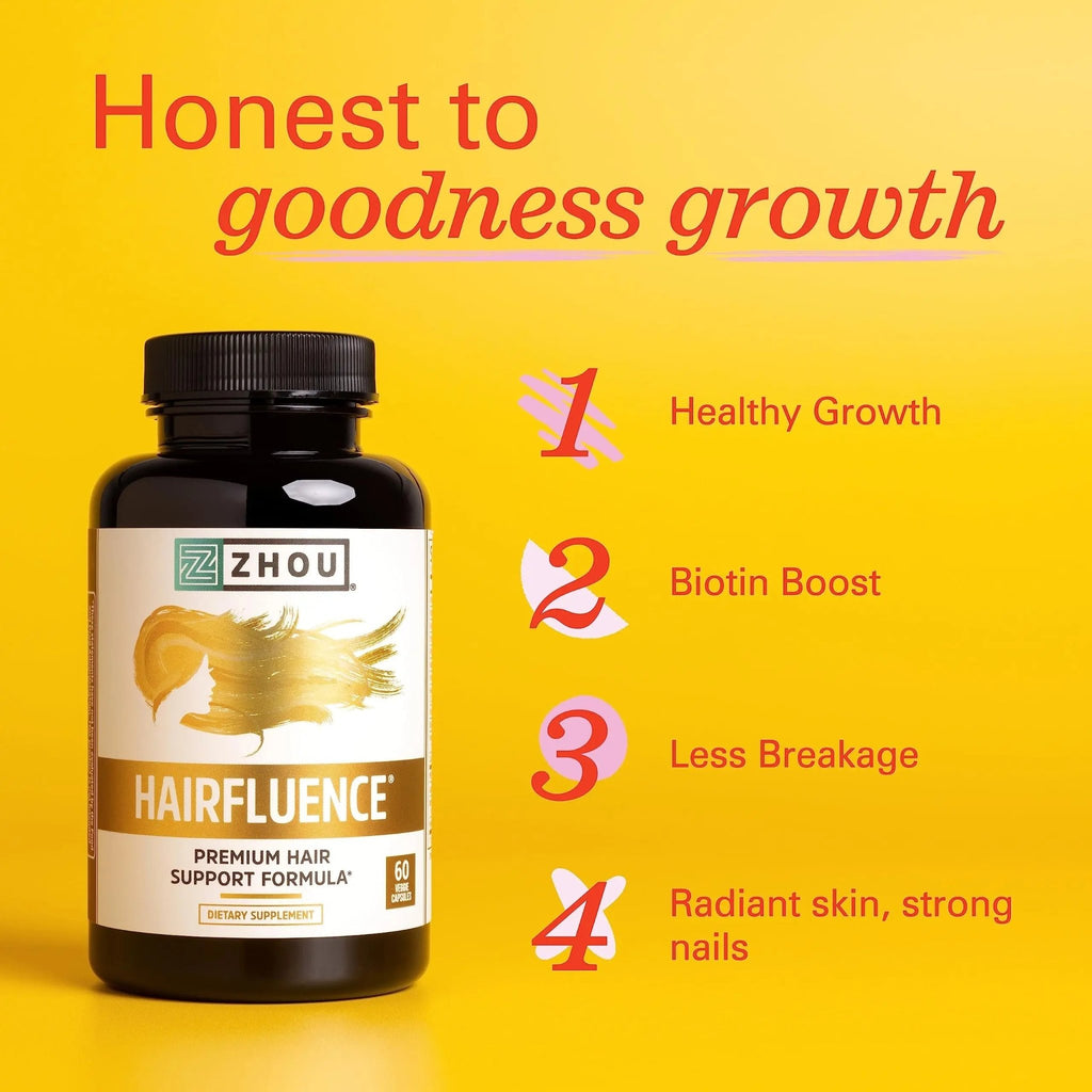 Zhou Hairfluence, Hair Growth Supplement with Biotin 5000mcg, Collagen, Keratin, - TrustMedUSA
