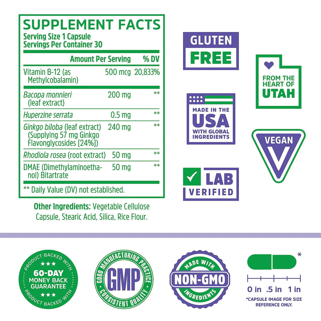 Zhou Neuro Peak Brain Support Supplement | Memory, Focus & Clarity Formula | DMAE - TrustMedUSA