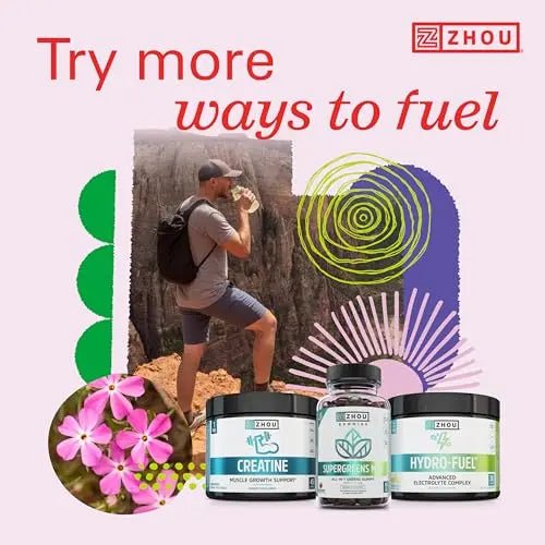 Zhou Nutrition Creatine Monohydrate Chewables 5g for Men & Women, Sugar Free - TrustMedUSA