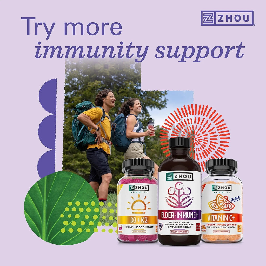 Zhou Nutrition Elder-Mune Sambucus Elderberry Gummies with Zinc and Vitamin C - TrustMedUSA