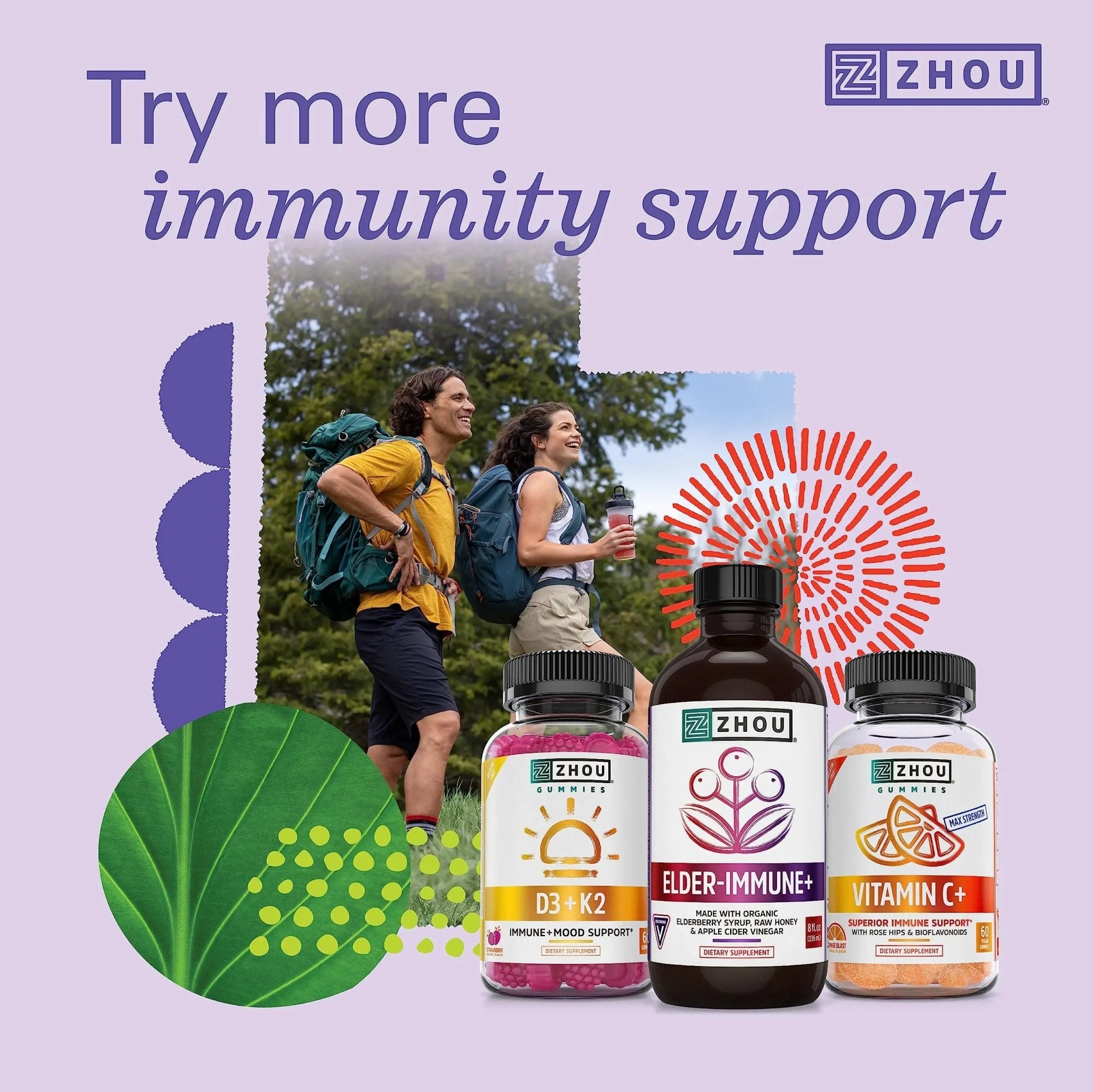Zhou Nutrition Elder-Mune Sambucus Elderberry Gummies with Zinc and Vitamin C - TrustMedUSA