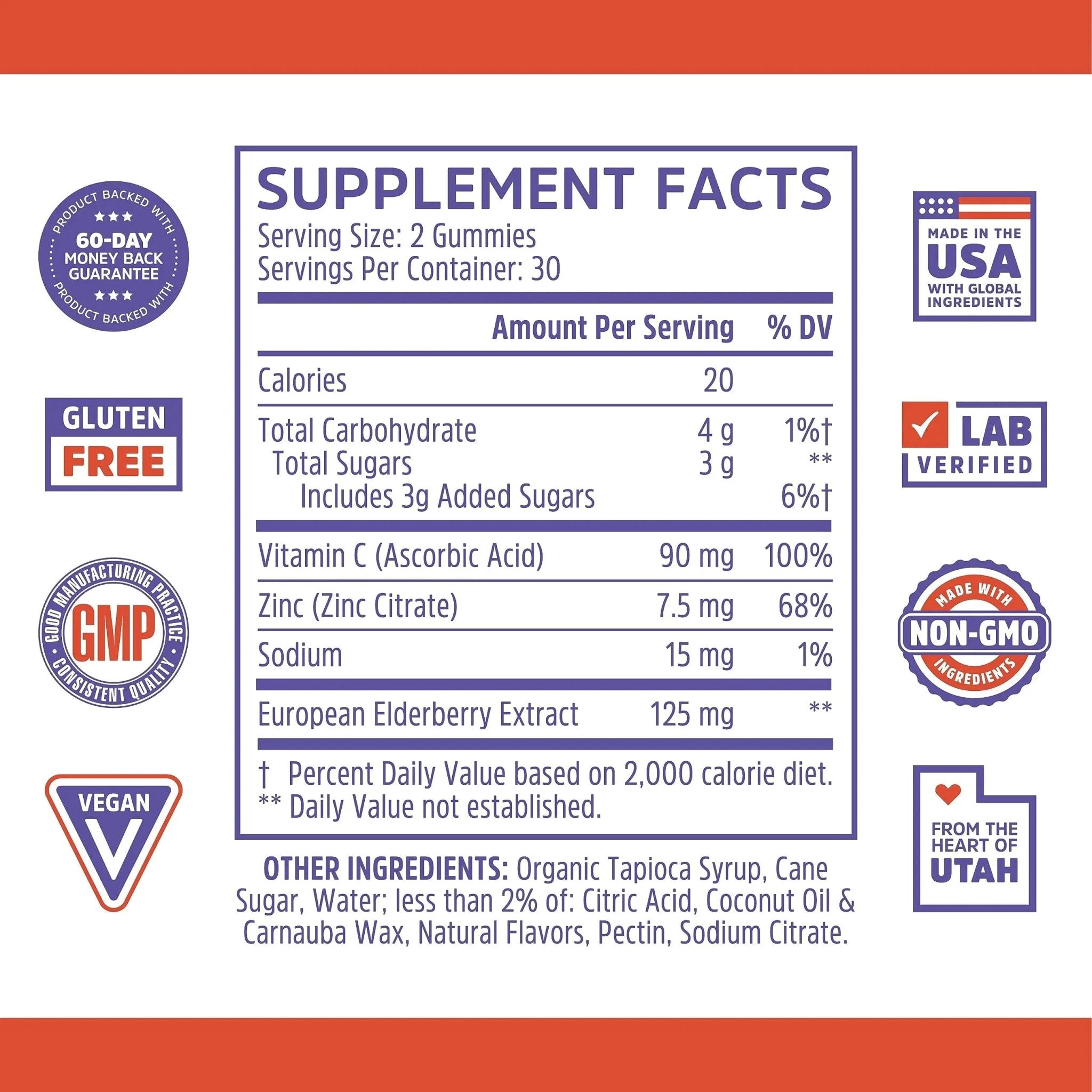 Zhou Nutrition Elder-Mune Sambucus Elderberry Gummies with Zinc and Vitamin C & vH - TrustMedUSA
